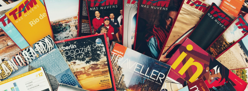 spread of magazines on flat surface