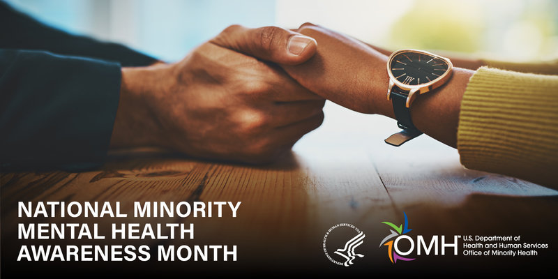 image of people holding hands with text that says National Minority Mental Health Awareness Month