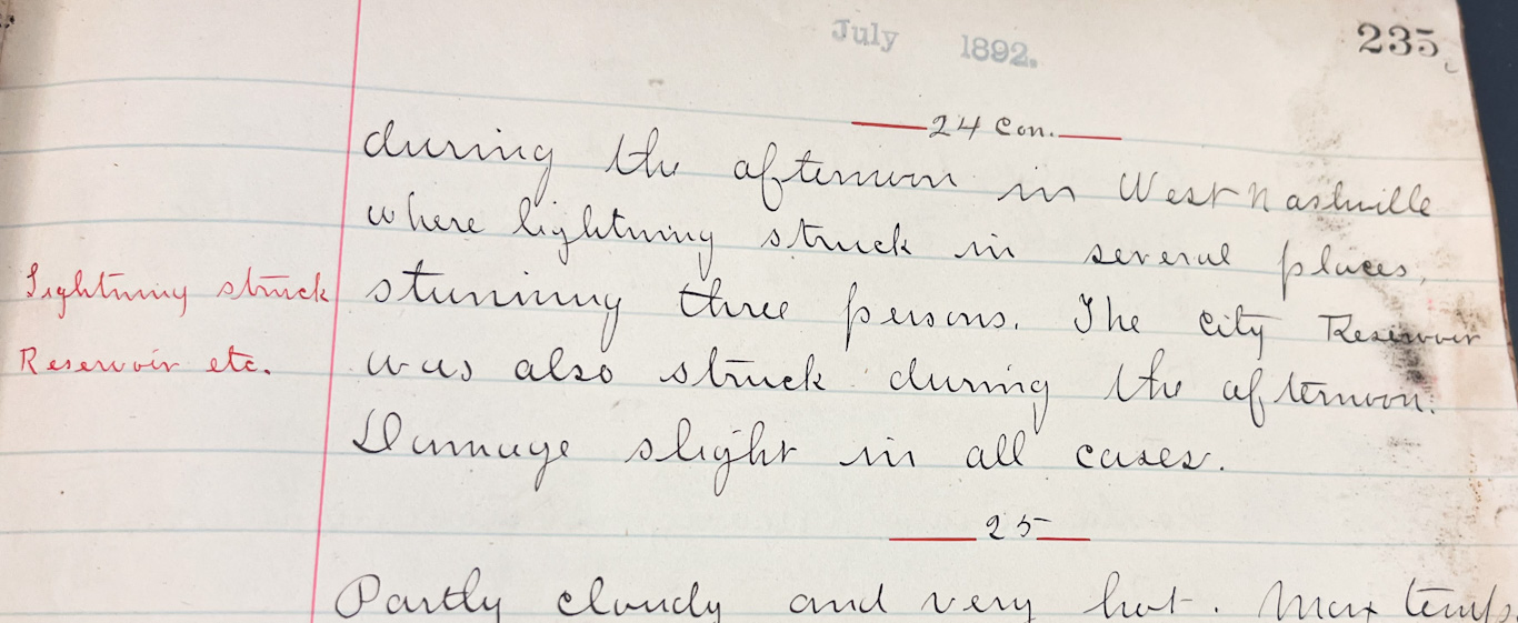 Weather report from July 1892