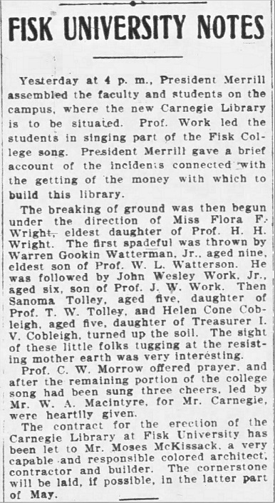 Clipping from the Nashville Banner, April, 1908