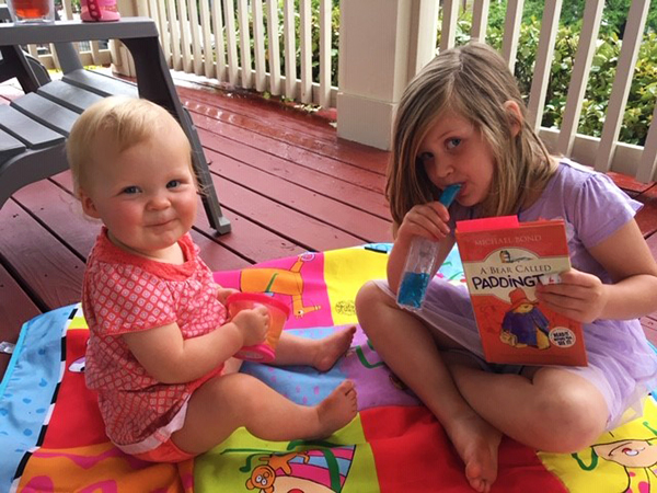 Poppy and Goldie on Their Porch.