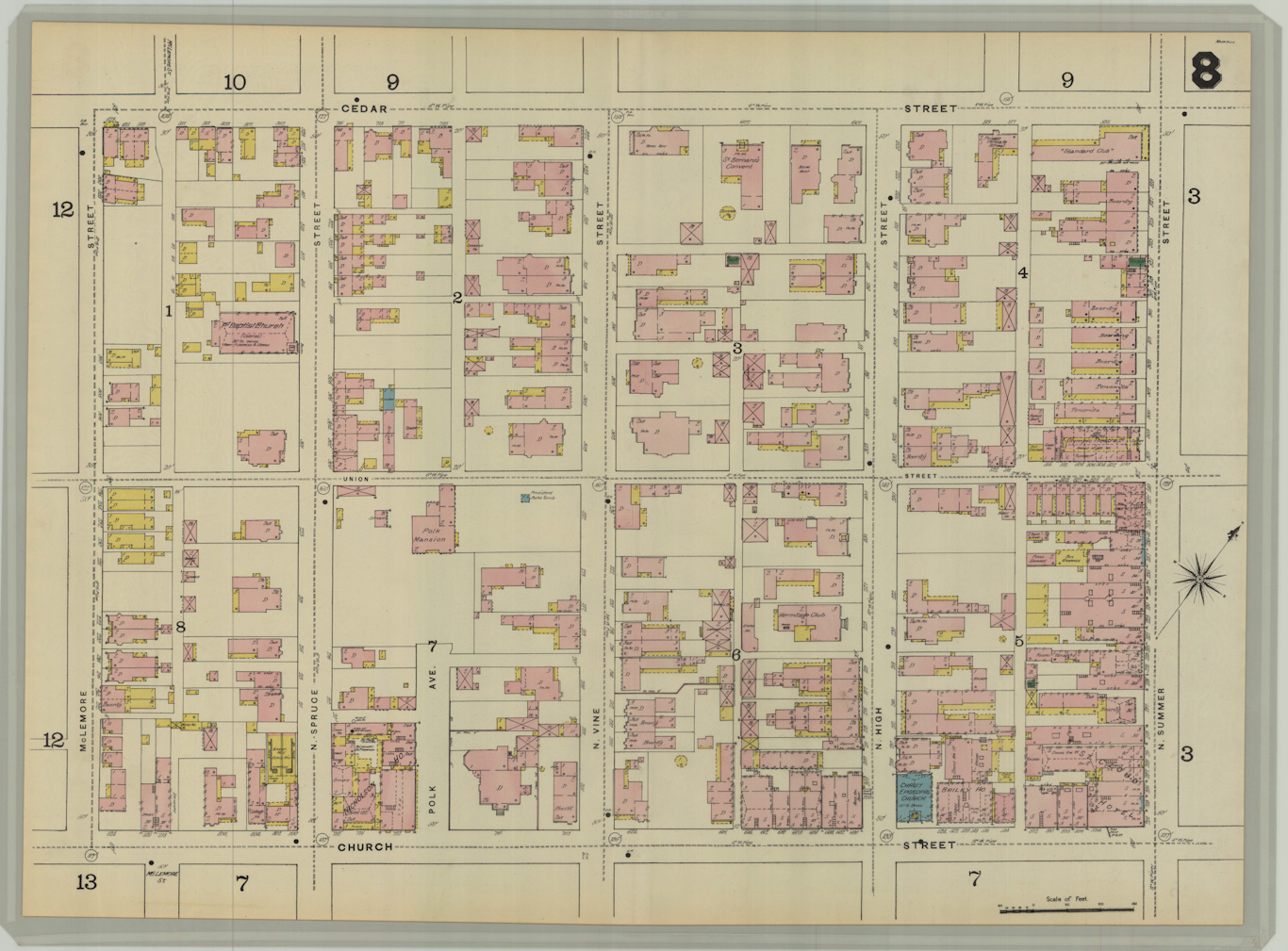 Sanborn Map from 1888 - Between Church and Charlotte, west of 5th Ave N