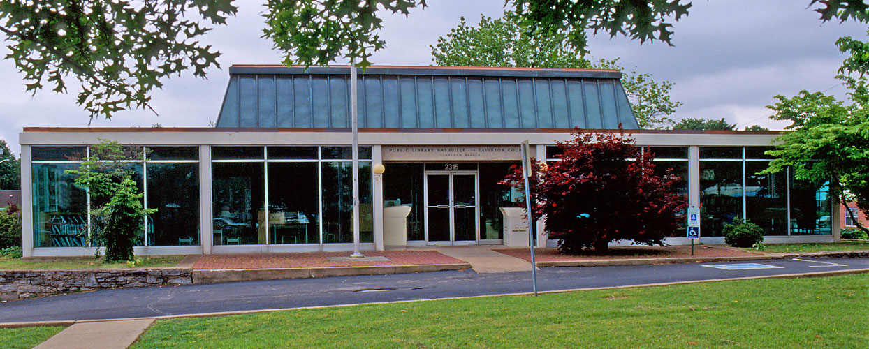 Donelson Branch Library exterior at dusk