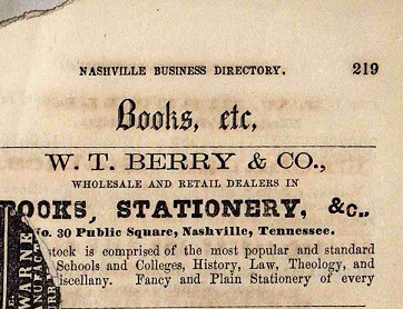 Listing for W.T. Berry & Co. in 1859 