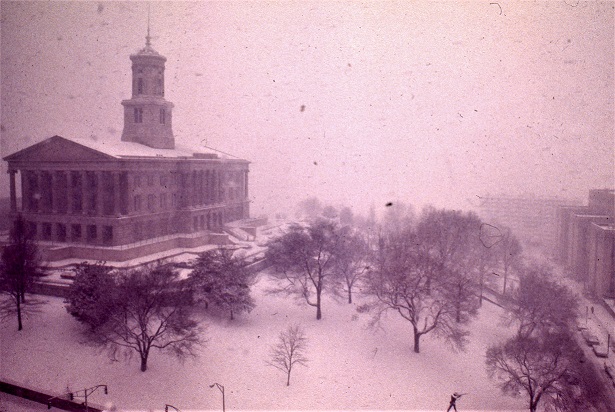 Sidney O'Berry Collection - State Capitol covered in snow in 1976