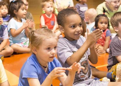 children sitting during story time