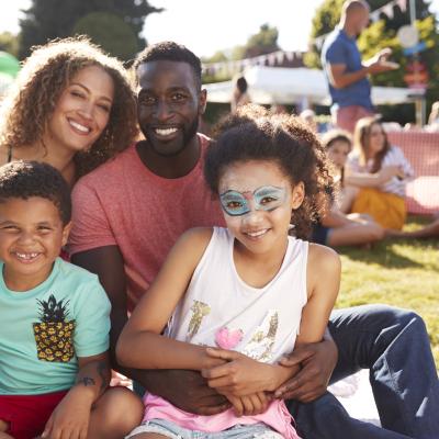Family at outdoor festival 