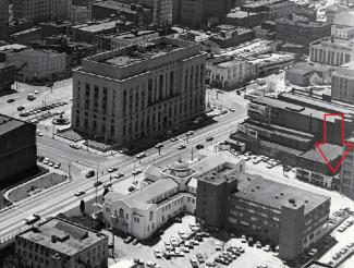 Aerial view of downtown Nashville, just north of the courthouse