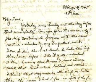 Letter from Frank to his wife, Geny, from May 14th, 1945