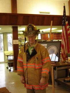 Metro Archivist Ken Fieth, all decked out in Fire Dept. gear