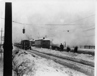 MTA Collection - view of streetcar system running in the snow