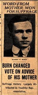 Tennessean clipping about Harry T. Burn from August 20th, 1920