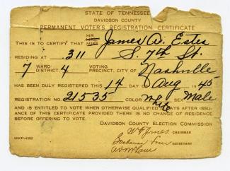 James Estes Voter Registration card