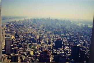 View from on top of the World Trade Center, in August 2001