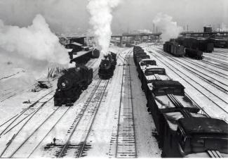 Banner Negatives - View of train tracks after snow in January 1942