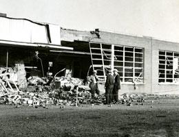 photo of a school damaged by a bomb